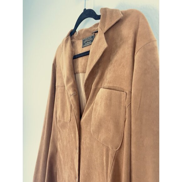 Express Vintage Faux Suede Brown Button Down Top Large Long Sleeve Western Boho - Picture 9 of 10